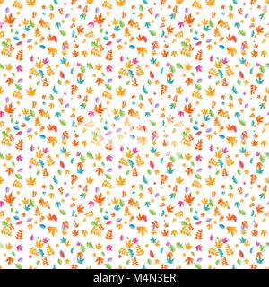 Set of multicolor leaves on white background. Seamless pattern. Vector Illustration. Stock Vector