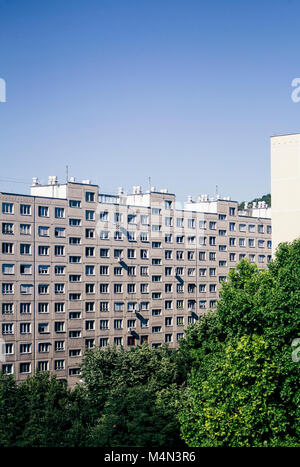 Typical old panel apartment with a lot of windows from Budapest, Hungary, as a texture or for background Stock Photo