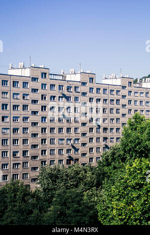 Typical old panel apartment with a lot of windows from Budapest, Hungary, as a texture or for background Stock Photo