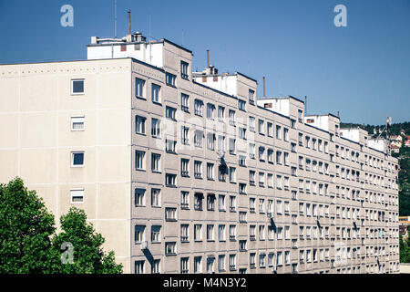 Typical old panel apartment with a lot of windows from Budapest, Hungary, as a texture or for background Stock Photo