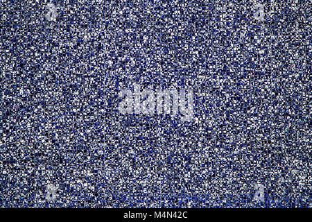 Detail shot of wall mosaic tiles in blue and white for background, high resolution, real photo. Stock Photo