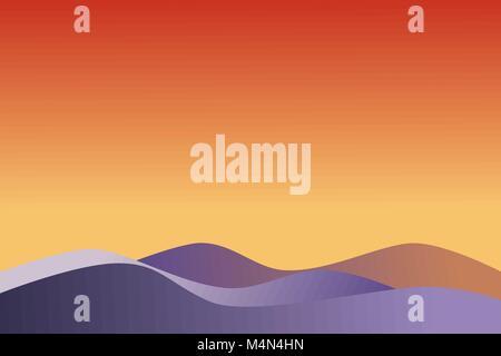 Overlapping layers of ultra violet waves on gradient colorful surface (yellow, orange, red), similar to mountain view at dawn time. Stock Vector