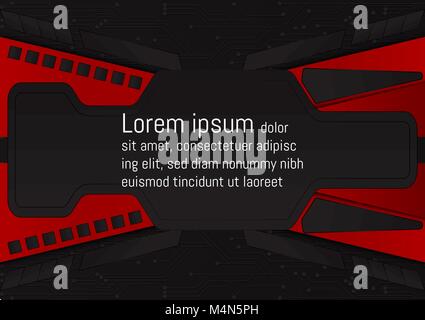 Black and red technology concept. Abstract vector background with copy space for business and technology, graphic design Stock Vector