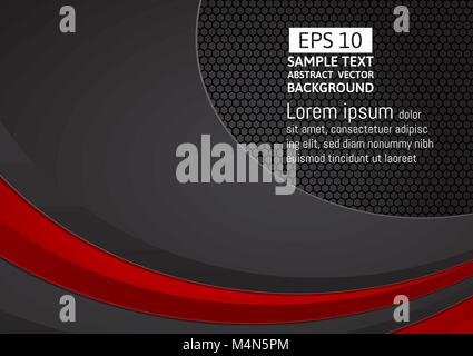 Abstract geometric black and red color with copy space modern design background Stock Vector
