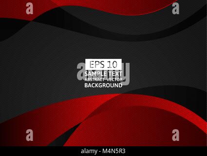 Black and red wave abstract vector background with copy space Stock Vector