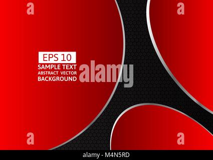 Black, silver and red wave abstract vector background with copy space for business Graphic design Stock Vector
