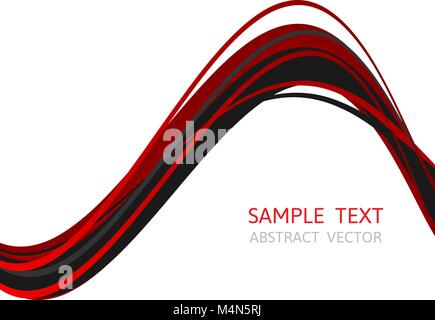 Line wave Red and Black color, abstract vector background Stock Vector