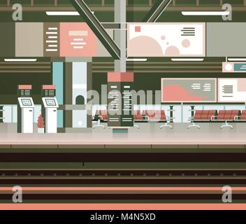 Train Station Interior Empty Platform With No People Transport And Transportation Concept Stock Vector