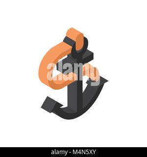 Anchor Icon Isometric Isolated Water Cruise Travel Concept Stock Vector