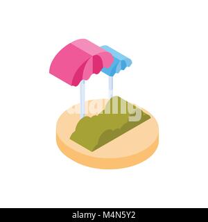 Beach Icon Isometric Isolated Sea Tourism And Travel Destination Concept Stock Vector