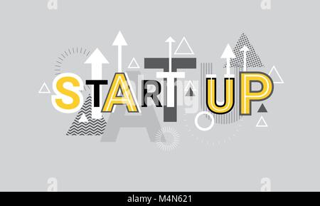 Start Up Planning Creative Word Over Abstract Geometric Shapes Background Web Banner Stock Vector