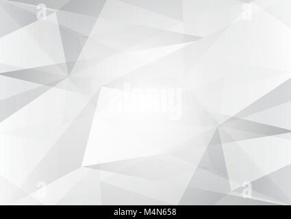 Abstract gray and white color low poly, vector background illustration with copy space Stock Vector