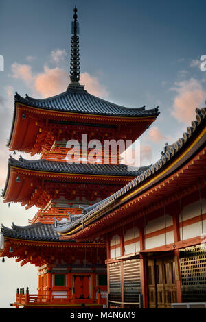 License and prints at MaximImages.com - Sanjunoto, three-story pagoda of Kiyomizu-dera, Buddhist temple in Kyoto, Japan Stock Photo
