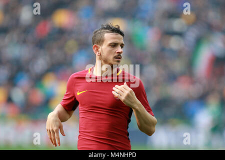 Udine, Italy. 17th Feb, 2018. Roma's midfielder Alessandro Florenzi looks during the Serie A football match between Udinese Calcio v AS Roma at Dacia Arena Stadium on 17th February, 2018. Credit: Andrea Spinelli/Alamy Live News Stock Photo