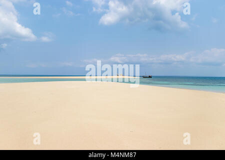 Desert island in Mozambique with turquoise sea Stock Photo