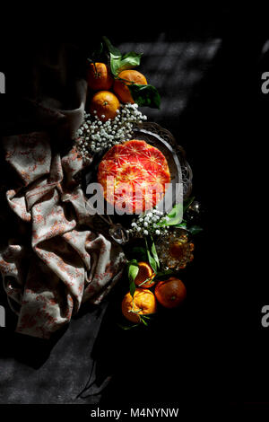 Blood Orange upside down cake Stock Photo
