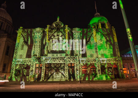 Spectra Light Festival 2018 projection on His Majesty's Theatre, Aberdeen, Scotland, UK Stock Photo