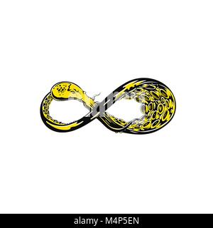 Infinity yellow octopus tentacle vector illustration design. Stock Vector