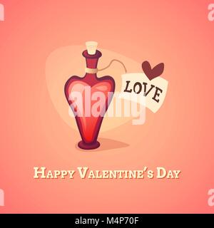 Cartoon love potion icon heart shaped with letter label Stock Vector