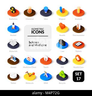 Color icons set in flat isometric illustration style, vector collection Stock Vector