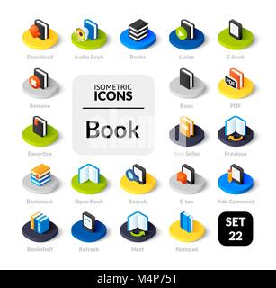 Color icons set in flat isometric illustration style, vector collection Stock Vector