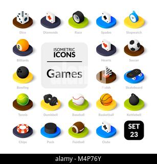 Color icons set in flat isometric illustration style, vector collection Stock Vector
