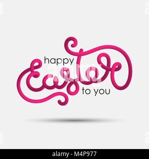 Happy Easter to you blended interlaced creative hand drawn lettering. Trendy vector liquid 3d calligraphy over white background for your design Stock Vector