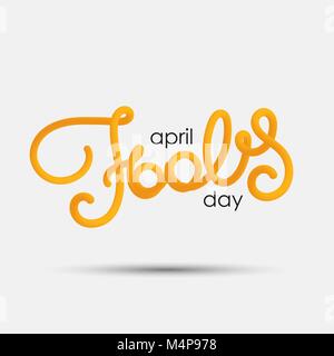 April Fool's Day blended interlaced creative hand drawn lettering. Trendy vector liquid 3d calligraphy over white background for your design Stock Vector