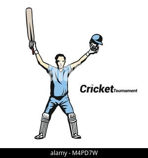 Cricket victory in blue vector illustration Stock Vector
