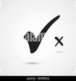 Check box list icons tick and cross, black marks. Isolated vector illustration Stock Vector