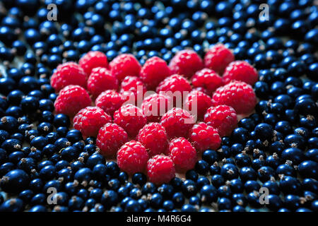 Heart made from raspberry and blueberry Stock Photo