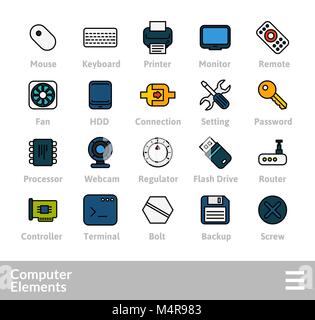 Outline icons thin flat design, modern line stroke style Stock Vector