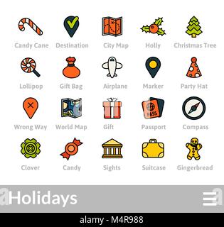 Outline icons thin flat design, modern line stroke style Stock Vector