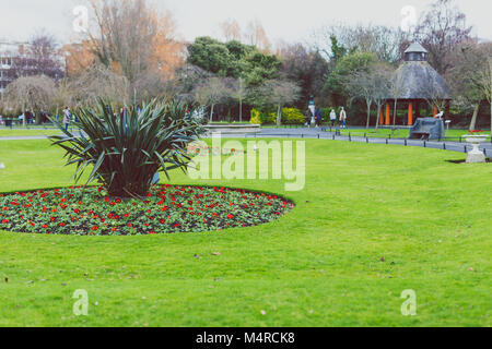 DUBLIN, IRELAND - February 17th, 2018: detail of St Stephen's Green park in Dublin city centre Stock Photo