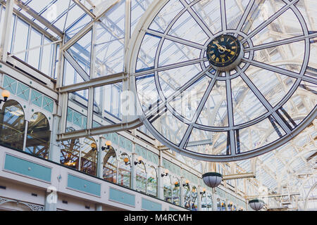 DUBLIN, IRELAND - February 17th, 2018: the clock inside of Stephen's Green shopping centre in Dublin Stock Photo