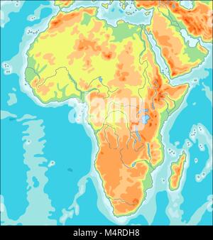 Physical Africa Map Stock Vector