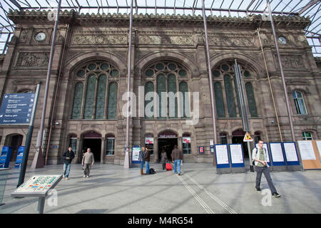 Train station, modern glass construction covers the old building of the 19th century, Strasbourg, Alsace, Bas-Rhin, France, Europe Stock Photo