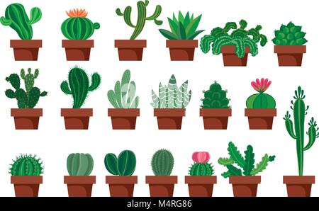 Creative conceptual vector. Drawn cactus set. Stock Vector