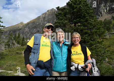 Secretary Jewell visits Glacier National Park. Meets Rangers and gets involved with activities. Stock Photo