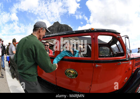 Secretary Jewell visits Glacier National Park. Meets Rangers and gets involved with activities. Stock Photo