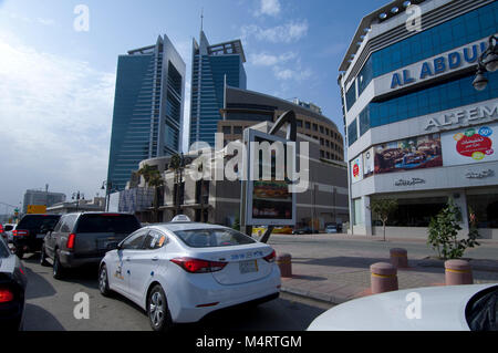 Tahlia Street with Shops, Cafe's and people, Riyadh, Saudi Arabia, 01.12.2016 Stock Photo