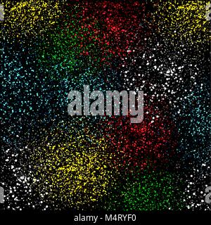 Phagwa festival of paints color confetti tinsel sequin design. Abstract small multicolor sand. Fireworks on dark black background. Many small circles  Stock Vector