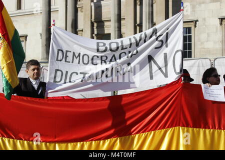 London, UK. 17th Feb, 2018. Bolivia Protest in Trafalgar Square 17-02-18 Credit: Alex Cavendish/Alamy Live News Stock Photo