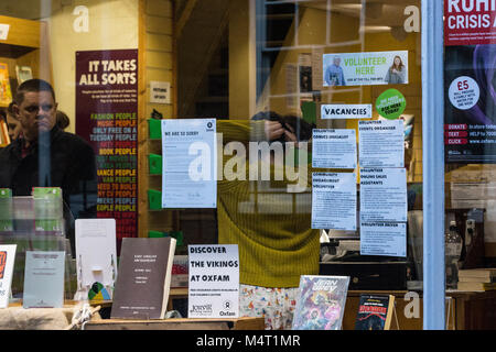 York, UK – 17 February 2018.  A letter posted in the window of the Oxfam shop in York makes a public apology about the situation in Haiti and appeals for people to maintain their support to the charity so that can continue to help the world’s poorest people. Credit: James Copeland/Alamy Live News Stock Photo