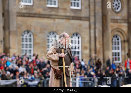 York, UK.  17 February 2018.  York Jorvik Viking Festival, York, North Yorkshire, UK. Skirmish between Vikings and Saxons during the annual Jorvik Viking Festival..  Credit: Alan Walmsley/Alamy Live News. Stock Photo