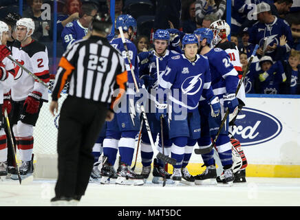 Mikhail R Florida Tampa Bay Lightning center Brayden Point (21) stands on the ice during ...