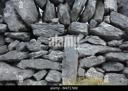 Detail of traditional dry stone wall, The Burren, County Clare, Ireland. Stock Photo