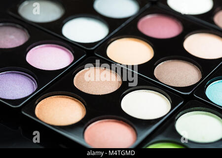 Close-up Of Colorful Cosmetic Eye Shadow Palette Makeup Set Stock Photo