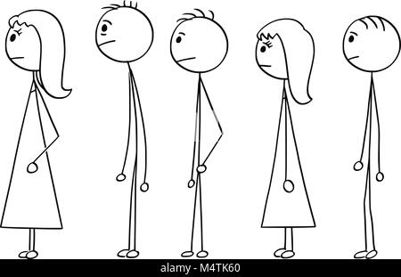 Cartoon of Line of People Waiting in Queue Stock Vector