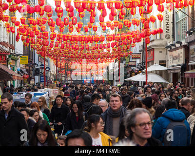 Huge crowds in Chinatown on Chinese New Year in Chinatown Stock Photo